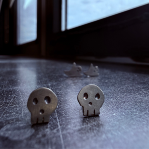 Spooky Halloween earrings ghost and skull.