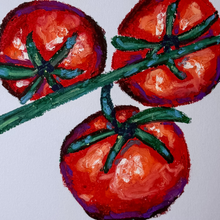 Load image into Gallery viewer, Painted tomatoes on a branch with a white background
