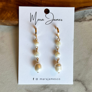 Pearl and Shells Dangling Earrings